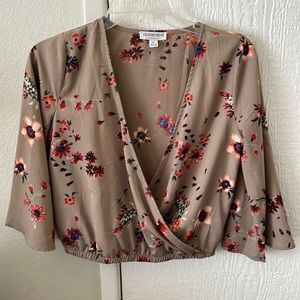 Fashion Nova Cropped Floral Print Blouse